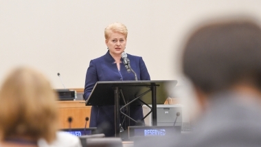 Lietuvos Respublikos Prezidentės Dalios Grybauskaitės kalba apie privalomosios Tarptautinio Teisingumo Teismo jurisdikcijos pripažinimo svarbą 